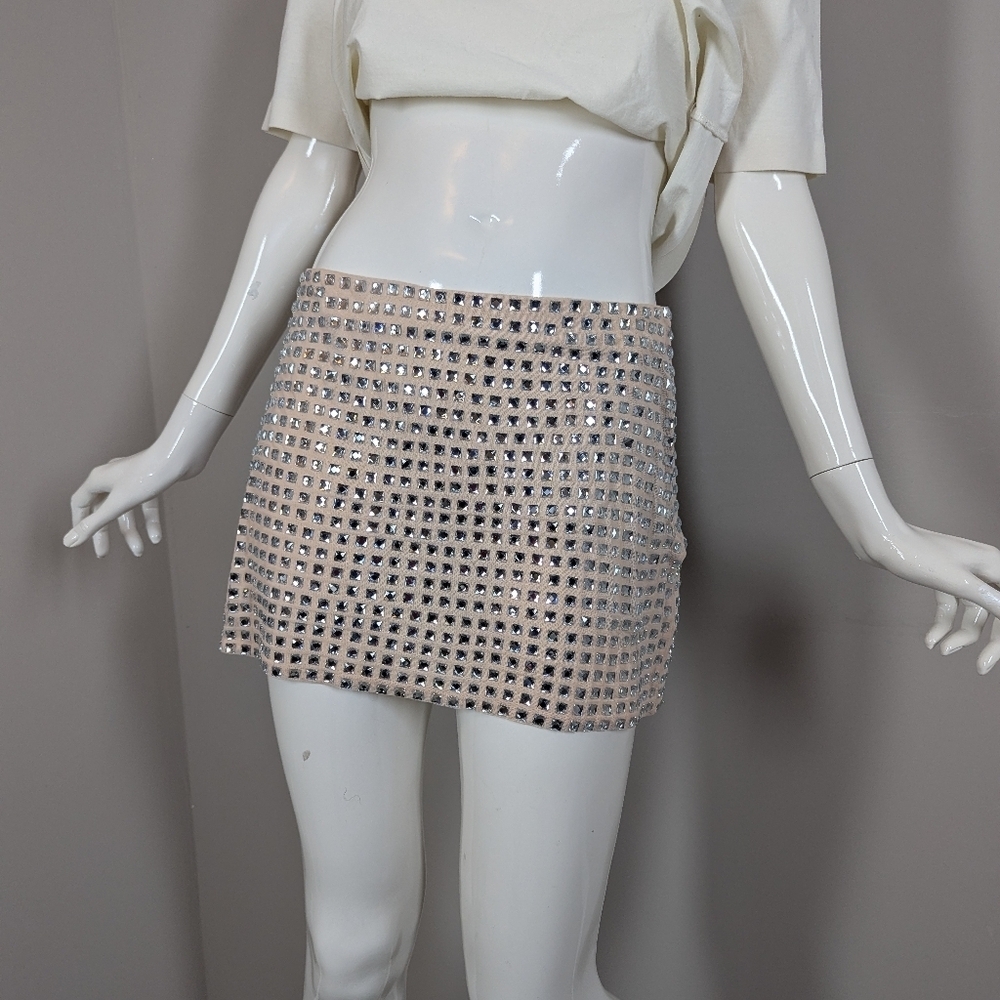 ZARA Rhinestone Mini Skirt | Y2K Sparkle Bodycon | Party Club Skirt | Size Small